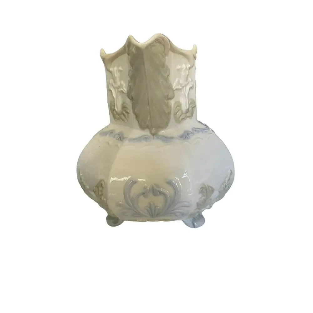 Stunning Capodimonte Italy Beverage Jug Pitcher Decorated Relief Octagon Shape
